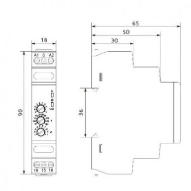 Laika relejs | Daudzfunkcionāls | 16A | 12-240V AC/DC | FRT14 12 Laika relejs | Daudzfunkcionāls | 16A | 12-240V AC/DC | FRT14 12