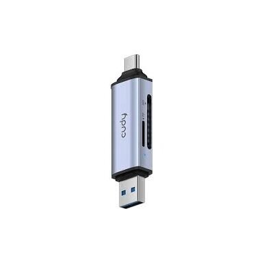 Card Reader and Adapter | Data Transfer Device | 2in1 | Dual SD & TF Card Reading | USB-A + USB-C | up to 5 Gb/s | CUDY UH200