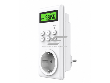 Savaitinis programuojamas elektroninis laikmatis į rozetę | 7x24 val. | 230V | 16A | 20 programų | atsitiktinio įjungimo funkcija | atgalinis skaičiavimas
