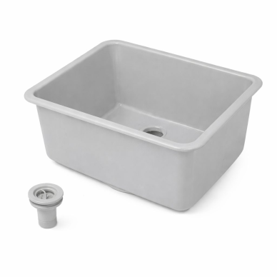 Laboratory PP sink | resistant to chemicals | 55×45 cm | seamless construction | with siphon | grey Laboratory PP sink | resistant to chemicals | 55×45 cm | seamless construction | with siphon | grey