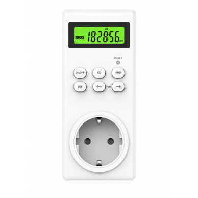 Nädalane programmeeritav elektrooniline pistikupesa taimer | 7x24 h | 230V | 16A | 20 programmi | juhusliku sisselülituse funktsioon | pöördloendus 1