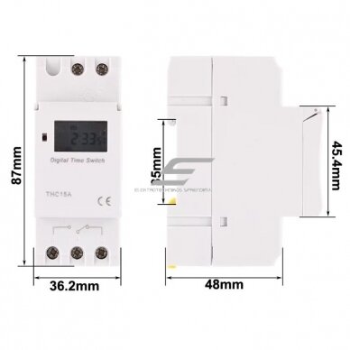 Modułowy | Cyfrowy przekaźnik czasowy (timer) | Tygodniowy | DIN | 16(8)A | 230V | 1NO+1NC 2 Modułowy | Cyfrowy przekaźnik czasowy (timer) | Tygodniowy | DIN | 16(8)A | 230V | 1NO+1NC 2