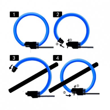 Flexible current measuring coil | Rogowski ring | 10kA | D150mm | 2m cable | IP61 1