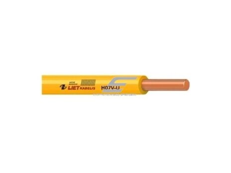 Laidas 2,5mm2 | varinis | viengyslis | monolitinis | H07V-U 2,5 | 1m | geltonas
