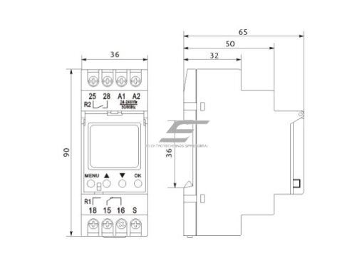 Modulinė | multifunkcinė | skaitmeninė laiko relė | laikmatis | DIN | 8A | 24-240V | Promfactor Baltic | FRT14 62 | 4772151003174 1