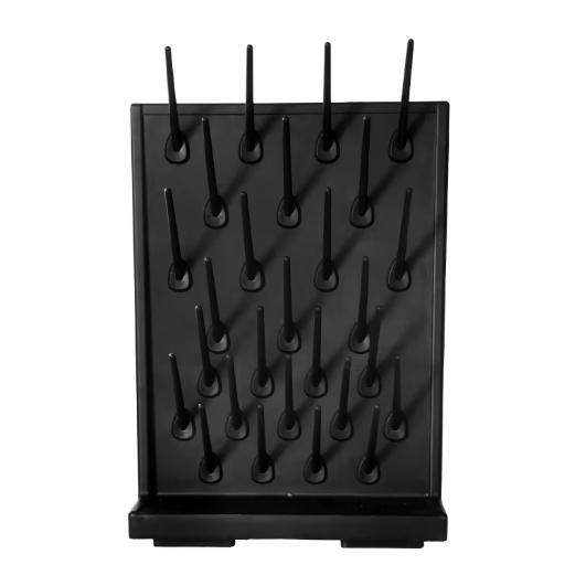 Laboratory equipment drying wall panel | PP pegboard holder | chemical resistant | 52x12 cm | black