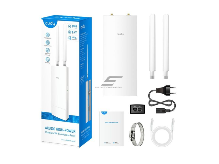 Lauko Wi-Fi prieigos taškas | bevielio tinklo skleidėjas | Wi-Fi 6 klasė | iki 2402 Mbps | IP65 | PoE | didelio nuotolio ryšys | CUDY AP3000 2