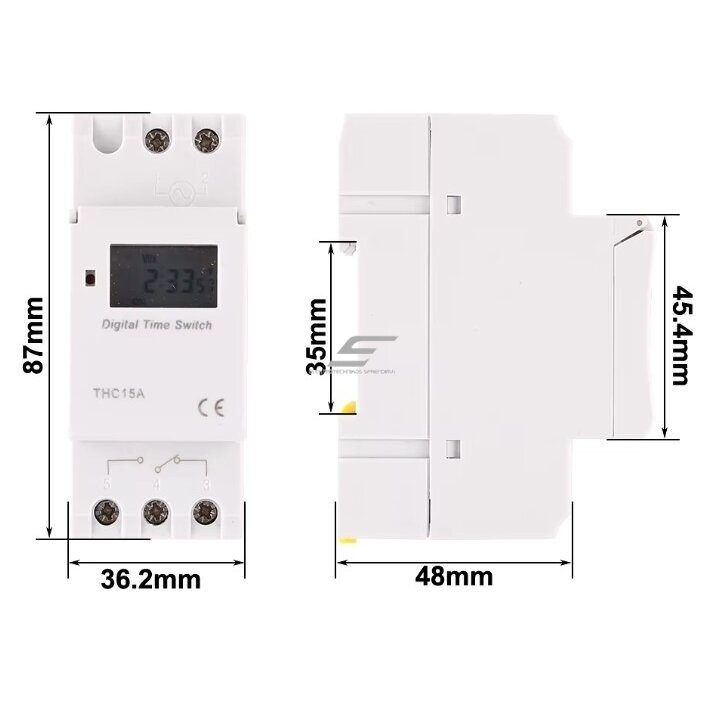 Modułowy | Cyfrowy przekaźnik czasowy (timer) | Tygodniowy | DIN | 16(8)A | 230V | 1NO+1NC 2 Modułowy | Cyfrowy przekaźnik czasowy (timer) | Tygodniowy | DIN | 16(8)A | 230V | 1NO+1NC 2