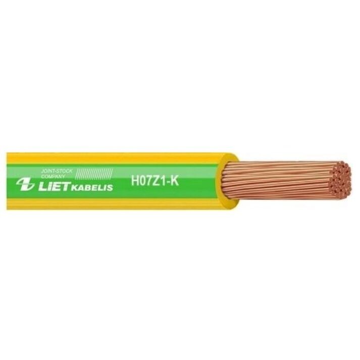 Cable 6mm² | copper | flexible | single-core | stranded | halogen-free | H07Z1-K 6.0 | 1m | green/yellow Cable 6mm² | copper | flexible | single-core | stranded | halogen-free | H07Z1-K 6.0 | 1m | green/yellow