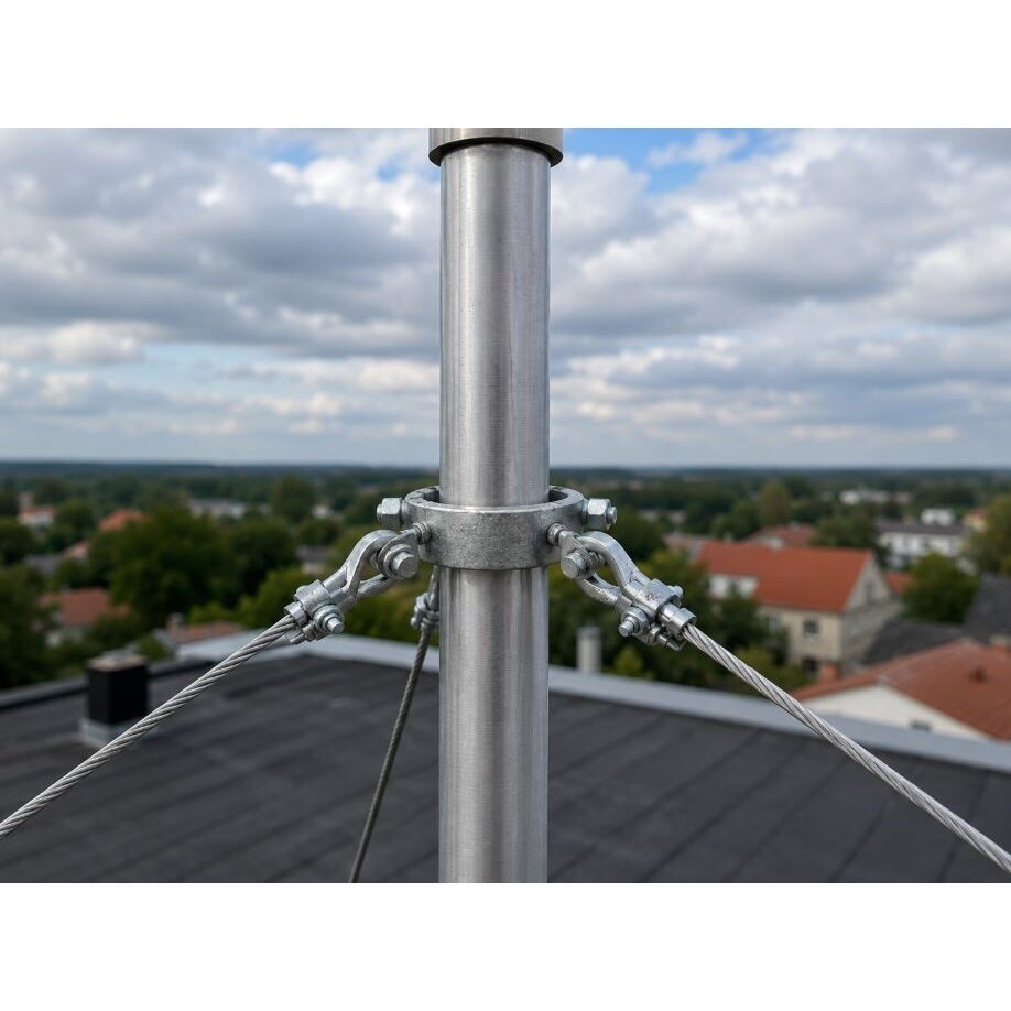 Guy wire ring for passive Franklin-type aluminum alloy lightning rods | Rd32mm | hot-dip galvanized steel 1