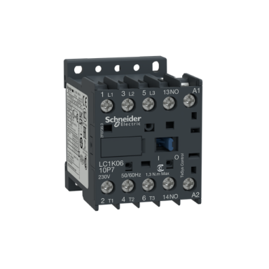 LC1K mini kontaktors | 3P | 16A | 7,5kW | 24VAC spole | 1NO palīgkontakts | elektromotoru un vadības ķēdēm LC1K mini kontaktors | 3P | 16A | 7,5kW | 24VAC spole | 1NO palīgkontakts | elektromotoru un vadības ķēdēm