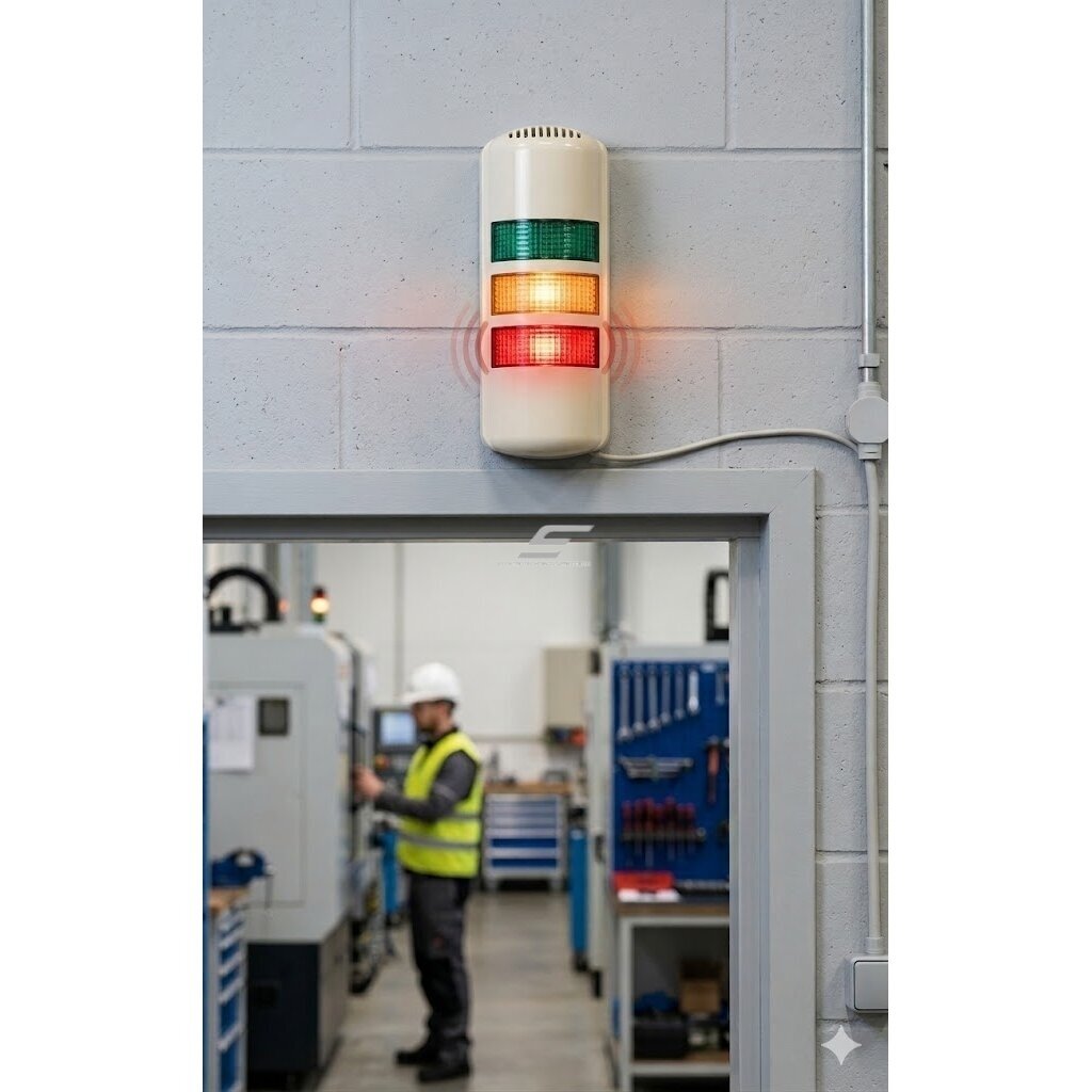 Wall-mounted LED warning beacon | with audible alarm signal | flashing / steady mode | DC24V | 3W | IP54 | for CNC machines | for industrial equipment 6 Wall-mounted LED warning beacon | with audible alarm signal | flashing / steady mode | DC24V | 3W | IP54 | for CNC machines | for industrial equipment 6