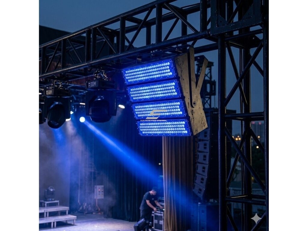 LED RGB prožektorius | 1000W | DMX valdymas | 384x3W | IP65 | AC 100–277V | 20°–90° | dimeriuojamas | lauko, fasadų ir architektūriniam apšvietimui  4