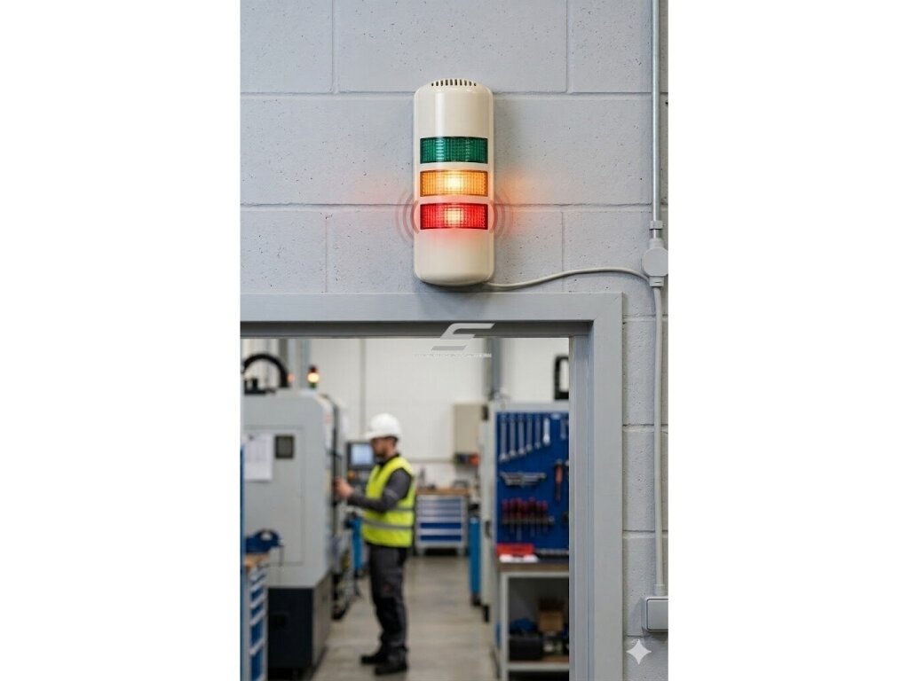 Sieninis LED perspėjimo švyturėlis | su garsiniu signalu | mirksintis / pastovus režimas | AC220V | 3W | IP54 | CNC staklėms | pramonės įrangai 6