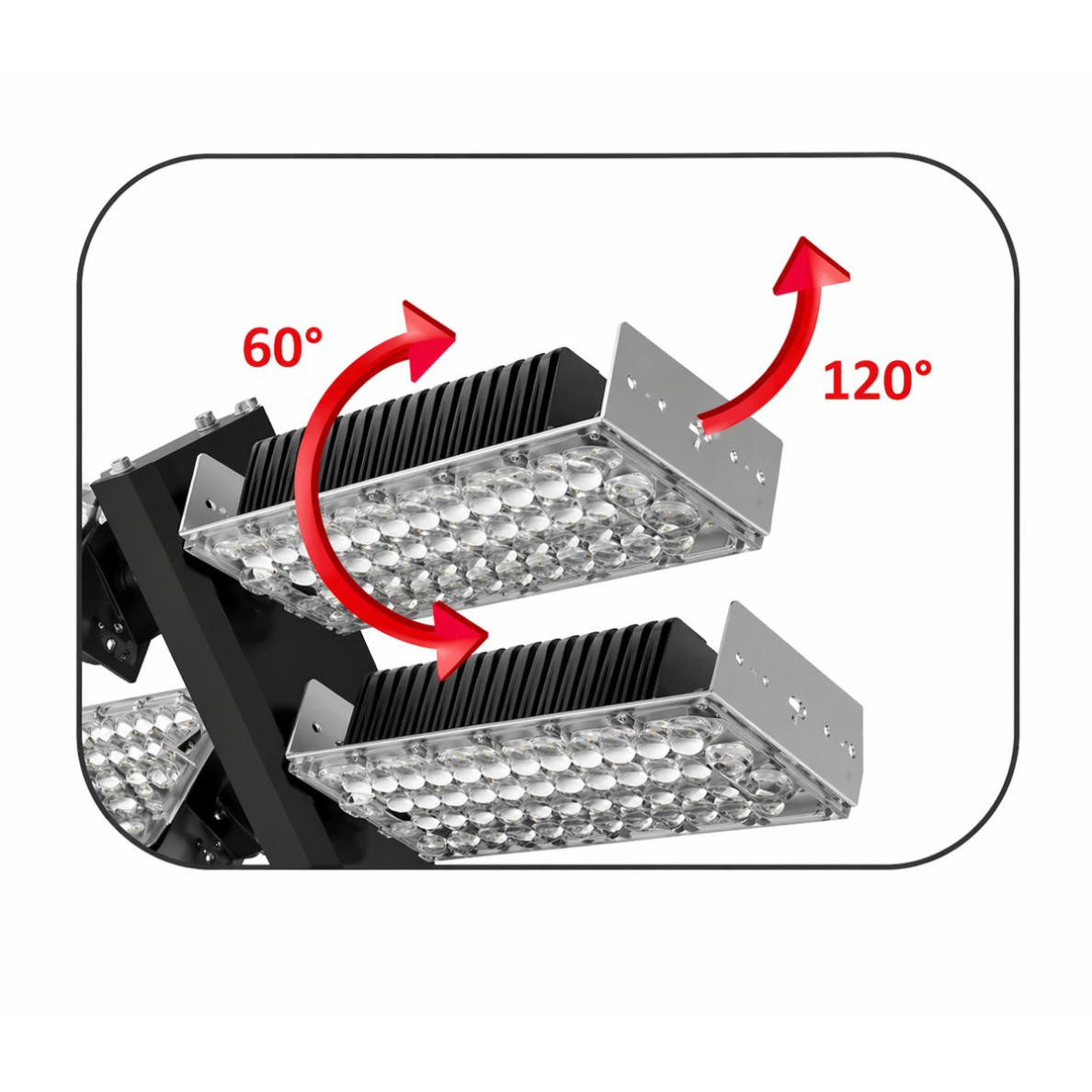 LED prožektors | modulārs regulējams | 960W | 144000lm | 3000K | 694x268x855mm | IP66 | alumīnija korpuss | profesionālam stadionu un rūpnieciskajam apgaismojumam 2 LED prožektors | modulārs regulējams | 960W | 144000lm | 3000K | 694x268x855mm | IP66 | alumīnija korpuss | profesionālam stadionu un rūpnieciskajam apgaismojumam 2
