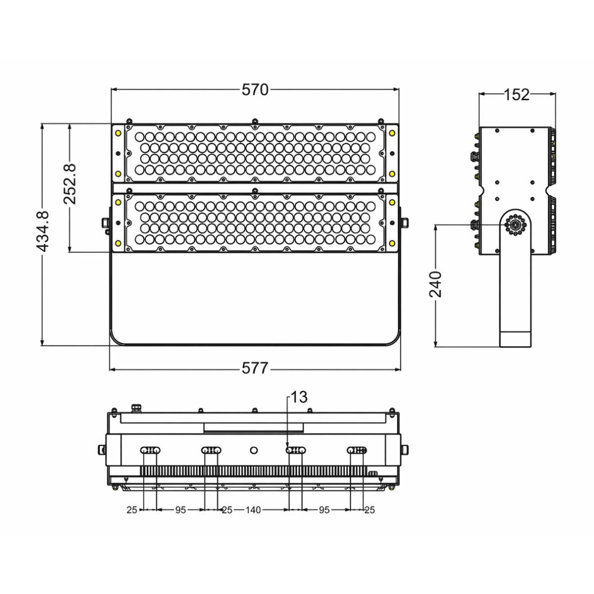 LED RGB prožektors | 500W | DMX vadība | 192x3W | IP65 | AC 100–277V | 20°–90° | dimmējams | āra, fasāžu un arhitektūras apgaismojumam 3