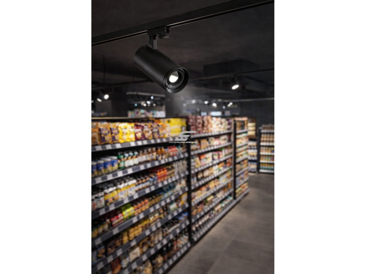 LED bėgelinis šviestuvas | 25W | 1500lm | reguliuojamas 10–55° | CCT 3000K/4000K/5000K | CRI≥90 | TRIAC dimming | juodas 4