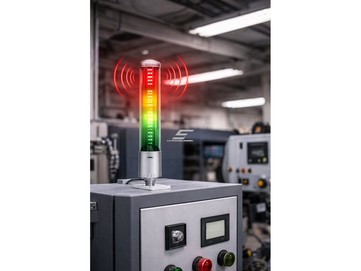 LED signalinis bokštelis su garsiniu signalu | 5 W | 3 spalvos | 24V DC | 360° matomumas | mirksėjimo funkcija | IP50  4