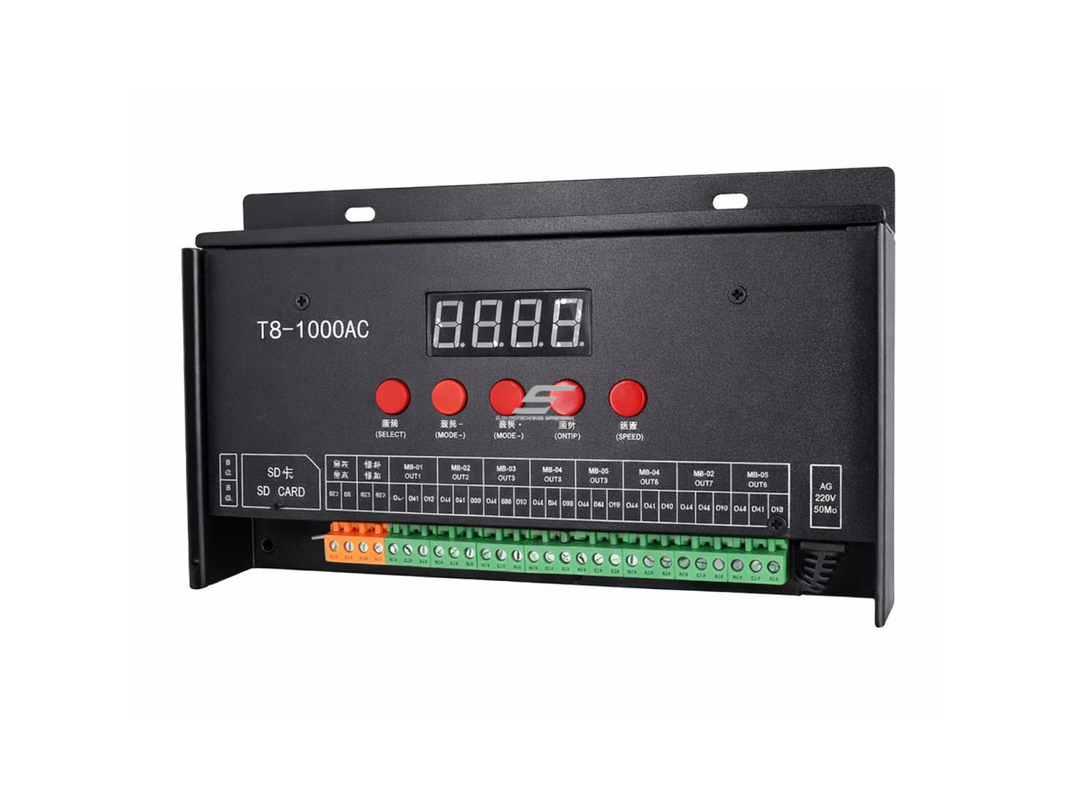 Programuojamas LED juostų valdiklis T8000AC | 8 kanalai | spalvoti efektai | WS2815 / WS2812B | 220V | iki 8192 pikselių Programuojamas LED juostų valdiklis T8000AC | 8 kanalai | spalvoti efektai | WS2815 / WS2812B | 220V | iki 8192 pikselių