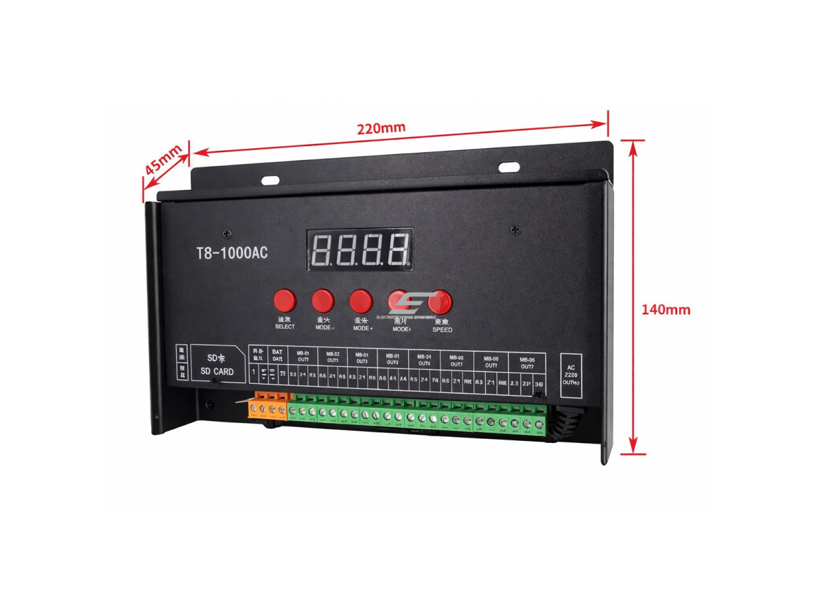 Programuojamas LED juostų valdiklis T8000AC | 8 kanalai | spalvoti efektai | WS2815 / WS2812B | 220V | iki 8192 pikselių 2 Programuojamas LED juostų valdiklis T8000AC | 8 kanalai | spalvoti efektai | WS2815 / WS2812B | 220V | iki 8192 pikselių 2