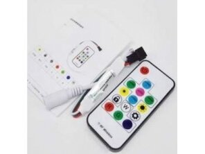 LED juostų šviesos efektų RF valdiklis | 12VDC | ant laido | su 14 klavišų pulteliu | valdymas radijo bangomis | C-8208