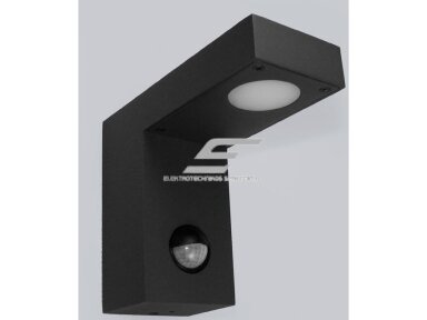 LED fasadinis | sieninis lauko šviestuvas | 7W | 230V | 2500-3000K | 230lm | su PIR judesio jutikliu | IP54 | juodas | Laia LED fasadinis | sieninis lauko šviestuvas | 7W | 230V | 2500-3000K | 230lm | su PIR judesio jutikliu | IP54 | juodas | Laia