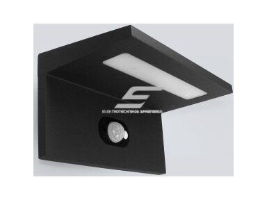 LED fasadinis | sieninis lauko šviestuvas | 2,5W | 230V | 2500-3000K | 200lm | su saulės baterija | su PIR judesio jutikliu | IP54 | juodas | Amas LED fasadinis | sieninis lauko šviestuvas | 2,5W | 230V | 2500-3000K | 200lm | su saulės baterija | su PIR judesio jutikliu | IP54 | juodas | Amas