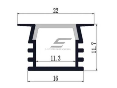 Profilis LED juostai | E-tipo | 3m | potinkinis | įleidžiamas Profilis LED juostai | E-tipo | 3m | potinkinis | įleidžiamas