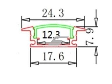 Profilis LED juostai | B-tipo | 3m | potinkinis | įleidžiamas | skaidraus stiklas Profilis LED juostai | B-tipo | 3m | potinkinis | įleidžiamas | skaidraus stiklas