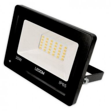 LED āra teritorijas prožektors | 20W | 230V | 4000K | 1600lm | IP65 | SMD | melns | LEDOM | 5907777470409