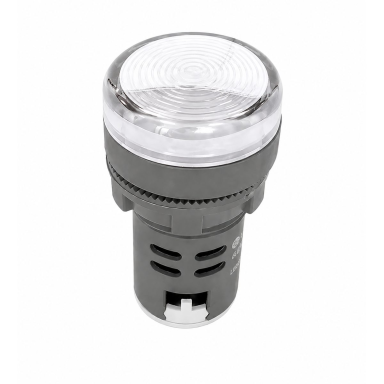 LED signal indicator lamp | with push button type housing | white | 22mm | AC230V | IP67 | for indication in electrical distribution boards, automation systems and equipment LED signal indicator lamp | with push button type housing | white | 22mm | AC230V | IP67 | for indication in electrical distribution boards, automation systems and equipment