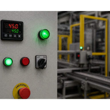 LED signal indicator lamp | with push button type body | green | 22mm | AC230V | IP67 | for indication in electrical distribution boards, automation systems and equipment LED signal indicator lamp | with push button type body | green | 22mm | AC230V | IP67 | for indication in electrical distribution boards, automation systems and equipment