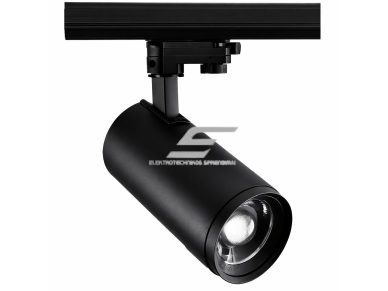 LED bėgelinis šviestuvas | 25W | 1500lm | reguliuojamas 10–55° | CCT 3000K/4000K/5000K | CRI≥90 | TRIAC dimming | juodas