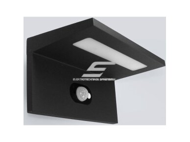 LED fasadinis | sieninis lauko šviestuvas | 2,5W | 230V | 2500-3000K | 200lm | su saulės baterija | su PIR judesio jutikliu | IP54 | juodas | Amas LED fasadinis | sieninis lauko šviestuvas | 2,5W | 230V | 2500-3000K | 200lm | su saulės baterija | su PIR judesio jutikliu | IP54 | juodas | Amas