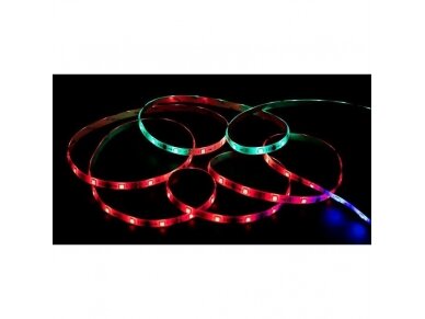 Hermetiškos | lanksčios LED juostos rinkinys | 14.4W/m | 12V | RGB IC skaitmeninė | 60LED/m | IP65 | 5m | su maitinimo šaltiniu ir valdikliu | TUYA | Wi-Fi | WS2811-60RGB-SET | 4772081004142 3