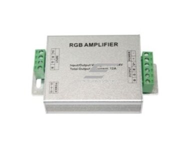 LED RGB juostų stiprintuvas | 12-24VDC | 3 kanalai | virštinkinis | Amp-03