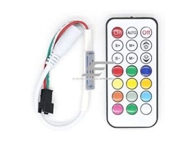 LED juostų šviesos efektų RF valdiklis | 5-24VDC | ant laido | su 21 klavišo pulteliu | valdymas radijo bangomis | C-8209