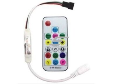 LED juostų šviesos efektų RF valdiklis | 5-24VDC | ant laido | su 17 klavišų pulteliu | valdymas radijo bangomis | C-8210 | 4772124002678