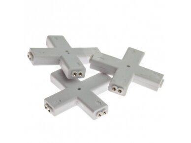 Kontaktas | jungtis LED juostai | 12V | 2pin | 8mm | X tipo | tvirtas Kontaktas | jungtis LED juostai | 12V | 2pin | 8mm | X tipo | tvirtas