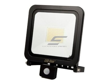 LED lauko teritorijos prožektorius su judesio jutikliu | 100W | 230V | 6000K | 80lm/W | IP65 | juodas | LED LINE | PHOTON | 5907777477033