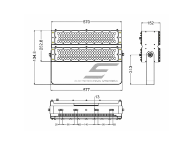 LED RGB prožektorius | 500W | DMX valdymas | 192x3W | IP65 | AC 100–277V | 20°–90° | dimeriuojamas | lauko, fasadų ir architektūriniam apšvietimui 3