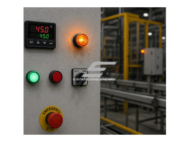 LED signalinė indikacinė lemputė | su mygtuko tipo korpusu | oranžinė | 22mm | AC230V | IP67 | elektros skydų, automatikos ir įrenginių indikacijai