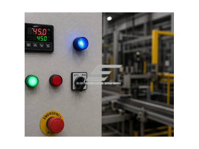 LED signalinė indikacinė lemputė | su mygtuko tipo korpusu | mėlyna | 22mm | AC230V | IP67 | elektros skydų, automatikos ir įrenginių indikacijai