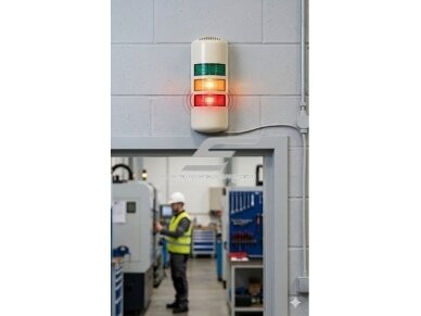 Sieninis LED perspėjimo švyturėlis | su garsiniu signalu | mirksintis / pastovus režimas | AC220V | 3W | IP54 | CNC staklėms | pramonės įrangai 6 Sieninis LED perspėjimo švyturėlis | su garsiniu signalu | mirksintis / pastovus režimas | AC220V | 3W | IP54 | CNC staklėms | pramonės įrangai 6