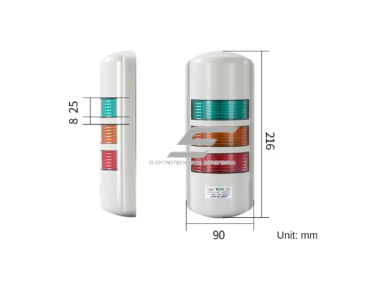 Sieninis LED perspėjimo švyturėlis | su garsiniu signalu | mirksintis / pastovus režimas | AC220V | 3W | IP54 | CNC staklėms | pramonės įrangai 3