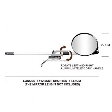 Teleskoopiline kontrollpeegel LED valgustiga | peegel Ø220mm | 64,5-112,5cm | alumiinium 3