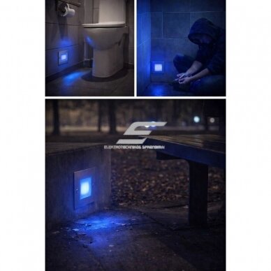 LED ennetav süvistatav valgusti | 0,9W | 230V | sinine valgus | 46lm | 70x70x58mm | narkootiliste ainete tarvitamise ennetamiseks | IP54 | Horoz | HL951L BLUE | 8699303411563 2