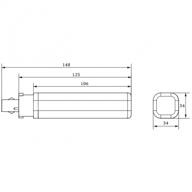 LED spuldze G24d-2 | 6,9W | 230V | 700lm | 3000K | analogs (kompaktā luminiscences spuldze 18W) | Philips 1