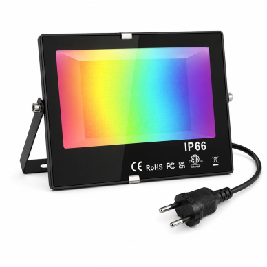 Viedais LED RGB āra prožektors | ar APP vadību | 30W | RGB + silti balta 2700K | IP66 | 7900lm | alumīnija korpuss