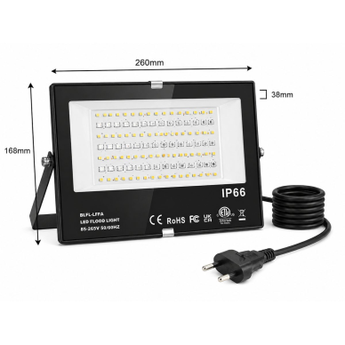 Viedais LED RGB āra prožektors | ar APP vadību | 80W | RGB + silti balta 2700K | IP66 | 7900lm | alumīnija korpuss 2 Viedais LED RGB āra prožektors | ar APP vadību | 80W | RGB + silti balta 2700K | IP66 | 7900lm | alumīnija korpuss 2